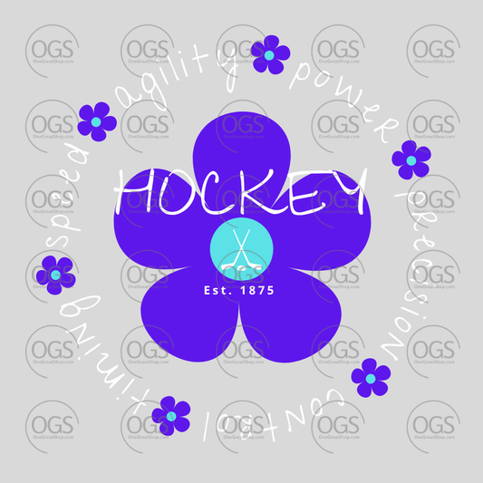hockey elements in blue white font speed agility power precision control timing