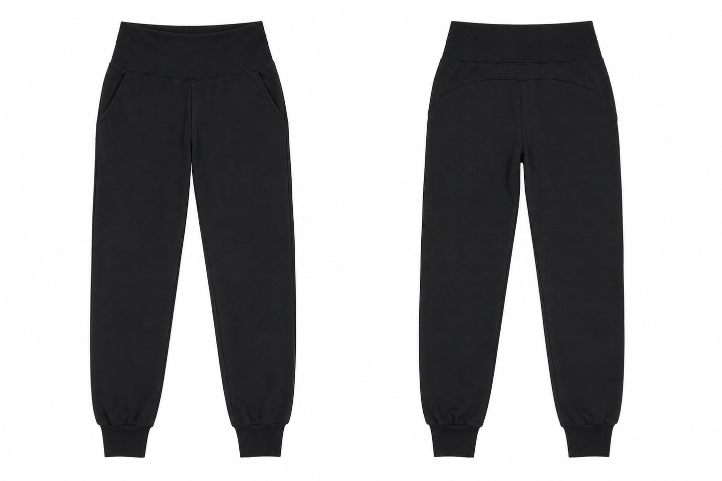 Front and Back Black Sport Jogger Pants