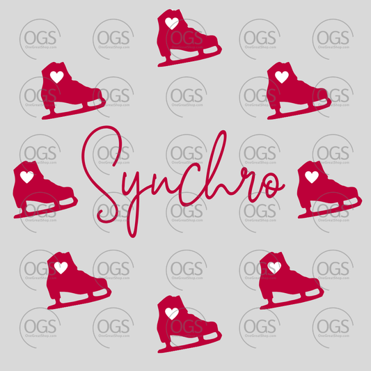 Synchronized Skating Design Red Boots Wheel