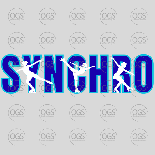 Synchronized Skating Design Synchro Word with Female Elements in Blue.