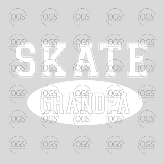 Text 'SKATE GRANDPA' in white font
