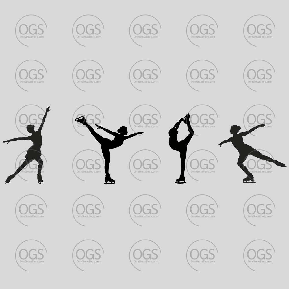 Silhouettes of a skater in various poses on a gray background with OGS branding.