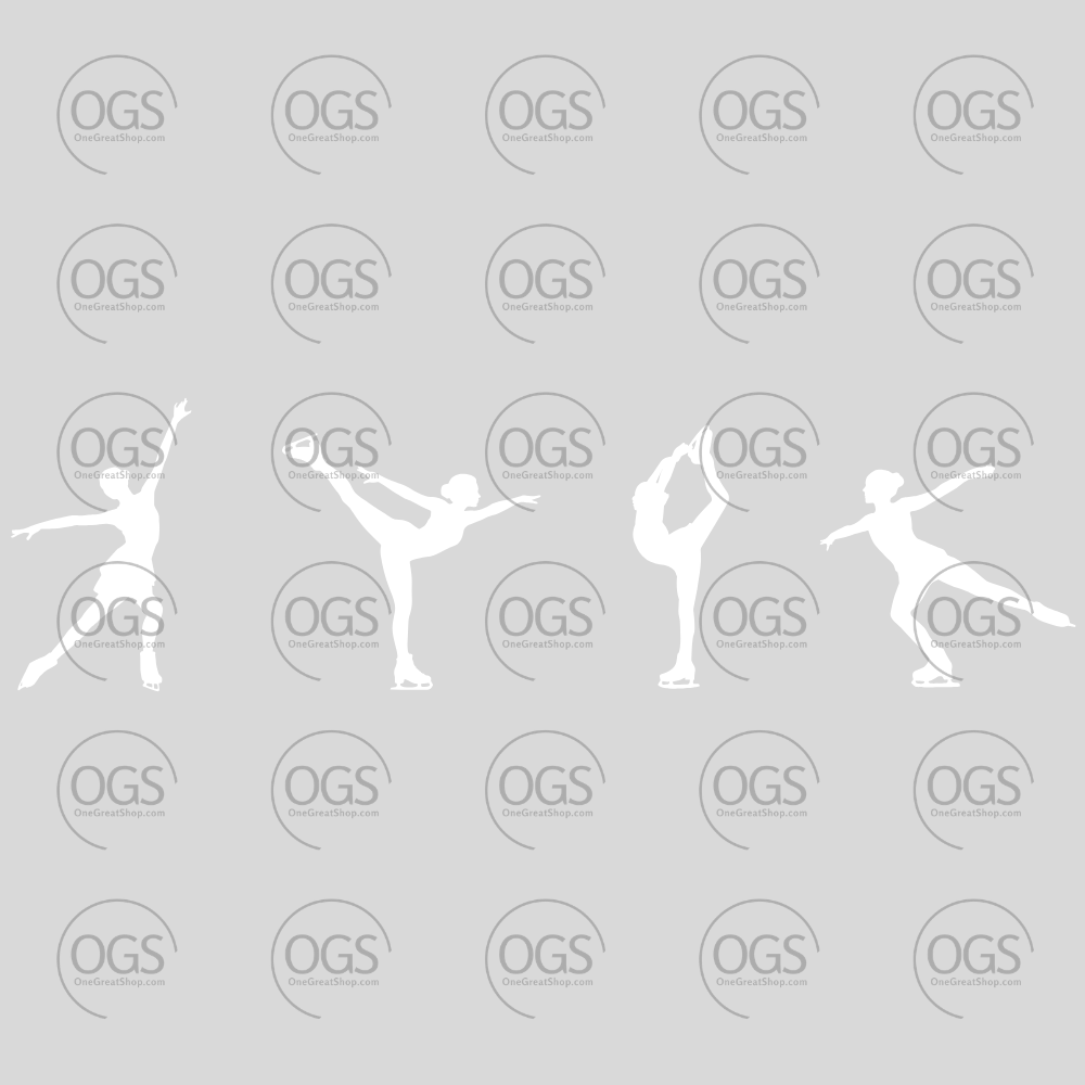 Repetitive pattern of white silhouette figures performing various dance moves on a gray background with 'OGS' logo.
