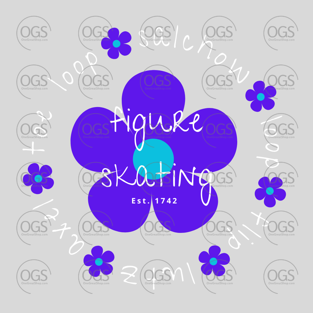 Purple flower design with 'Figure Skating' text on a gray background with OGS branding.