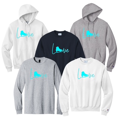 Figure Skating Design Love with Skate in Light Blue