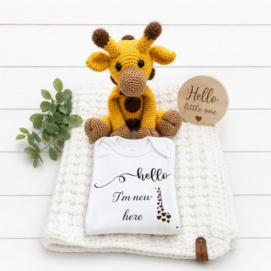 custom made baby onsie with giraffe