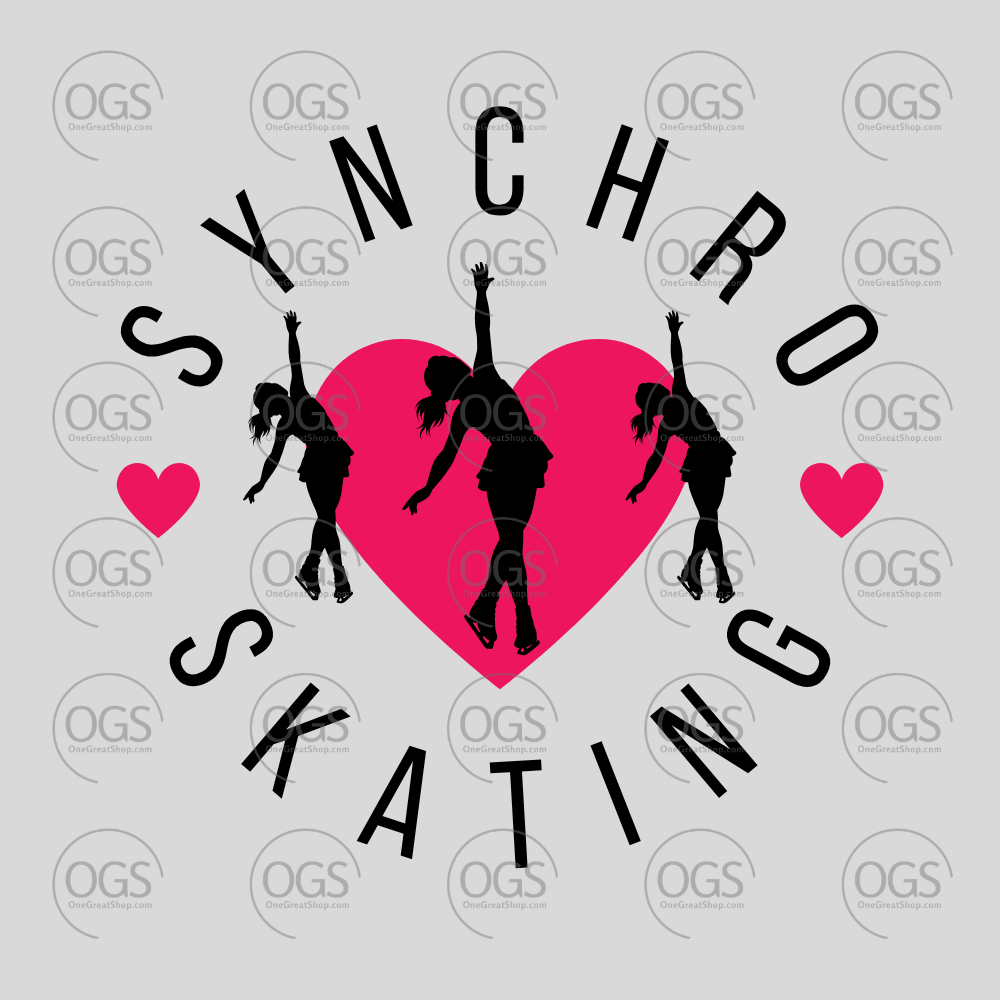 Synchronized Skating Design Heart Synchro Skating in black font.