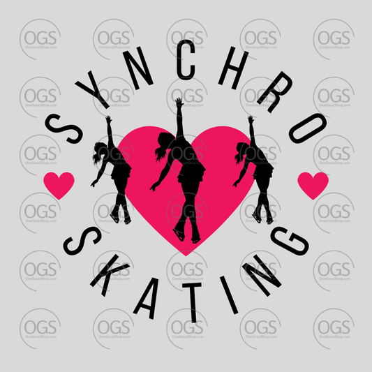 Synchronized Skating Design Heart Synchro Skating in black font.