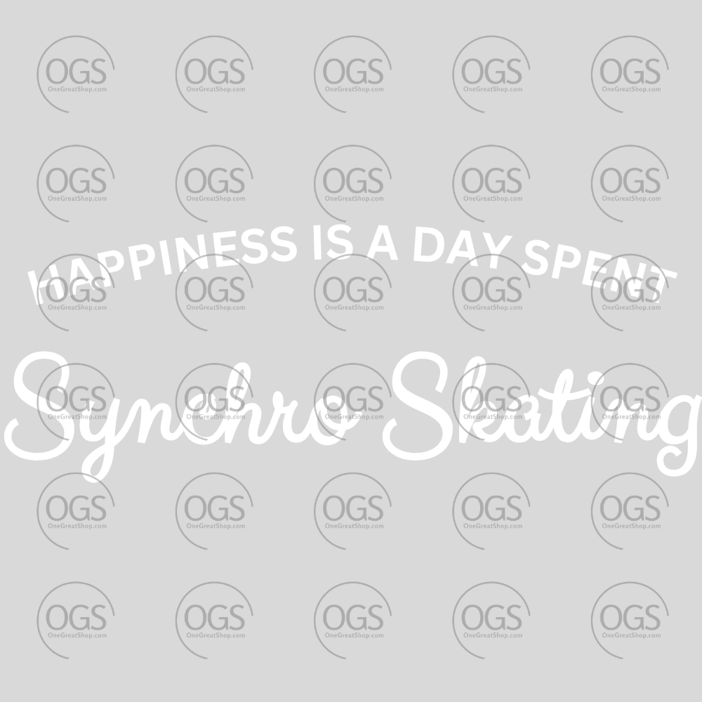 Synchro Design Happiness is a Day Spent Synchro Skating in white font.