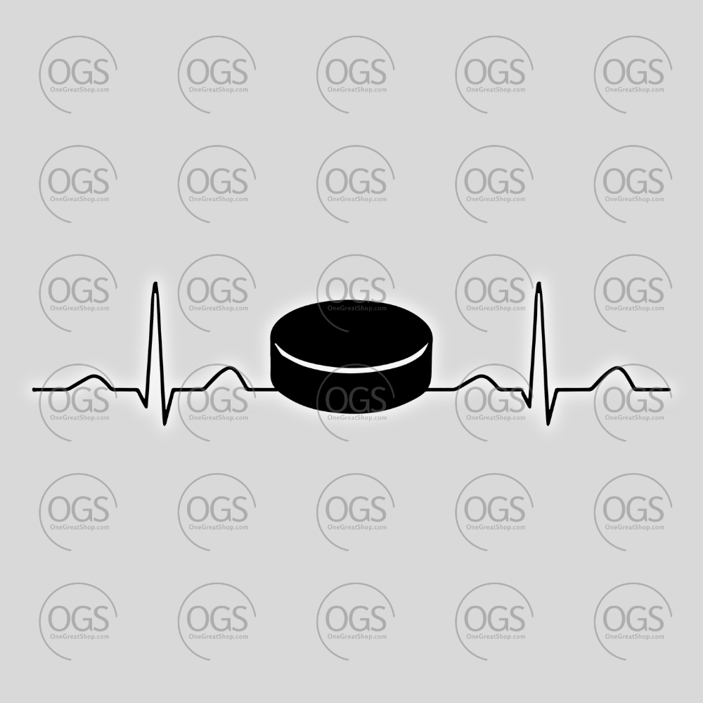 Heartbeat line with a hockey puck on a gray background with OGS branding.