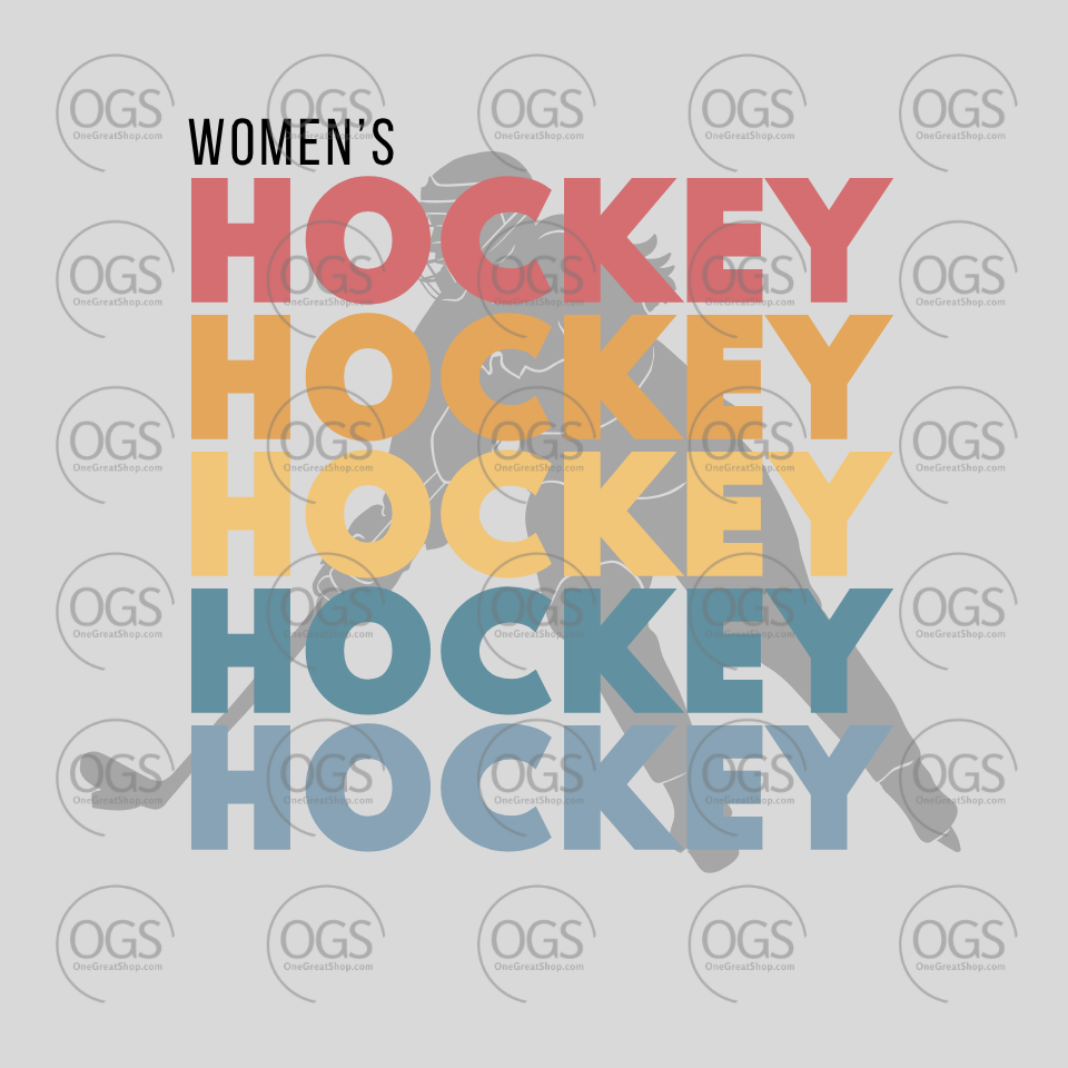 Women's Hockey Hockey Hockey with silhouette of female hockey player