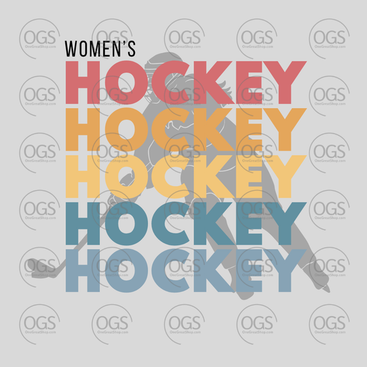 Women's Hockey Hockey Hockey with silhouette of female hockey player