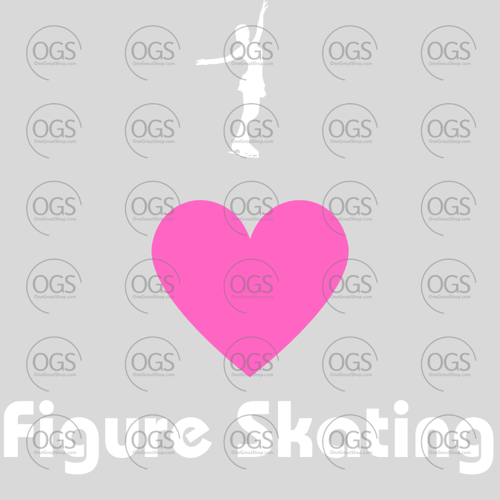 Silhouette of a figure skater with a pink heart and 'Figure Skating' text in white.