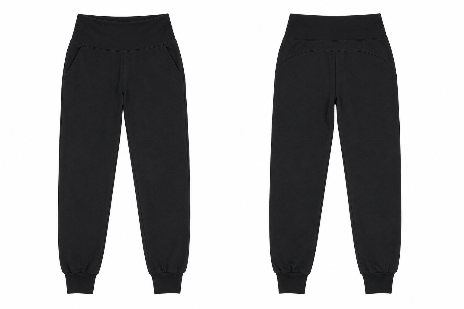 Front and Back Black Sport Jogger Pants