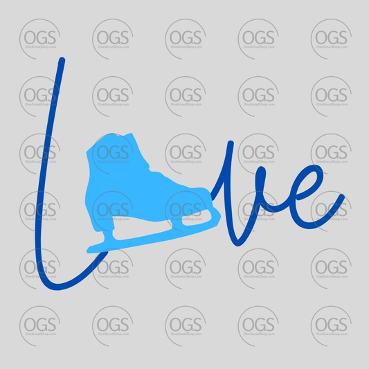 Love figure skate design in blue.