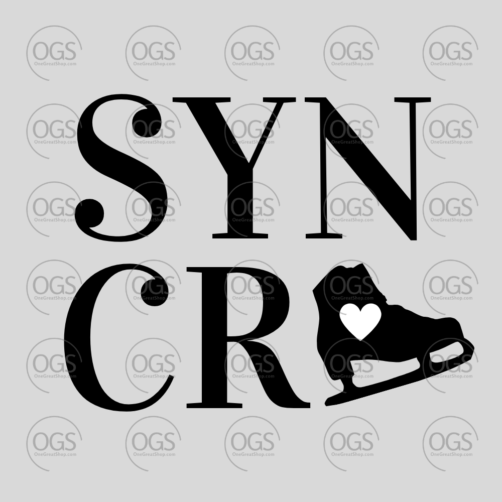 Synchro Design Square with white heart and black font.