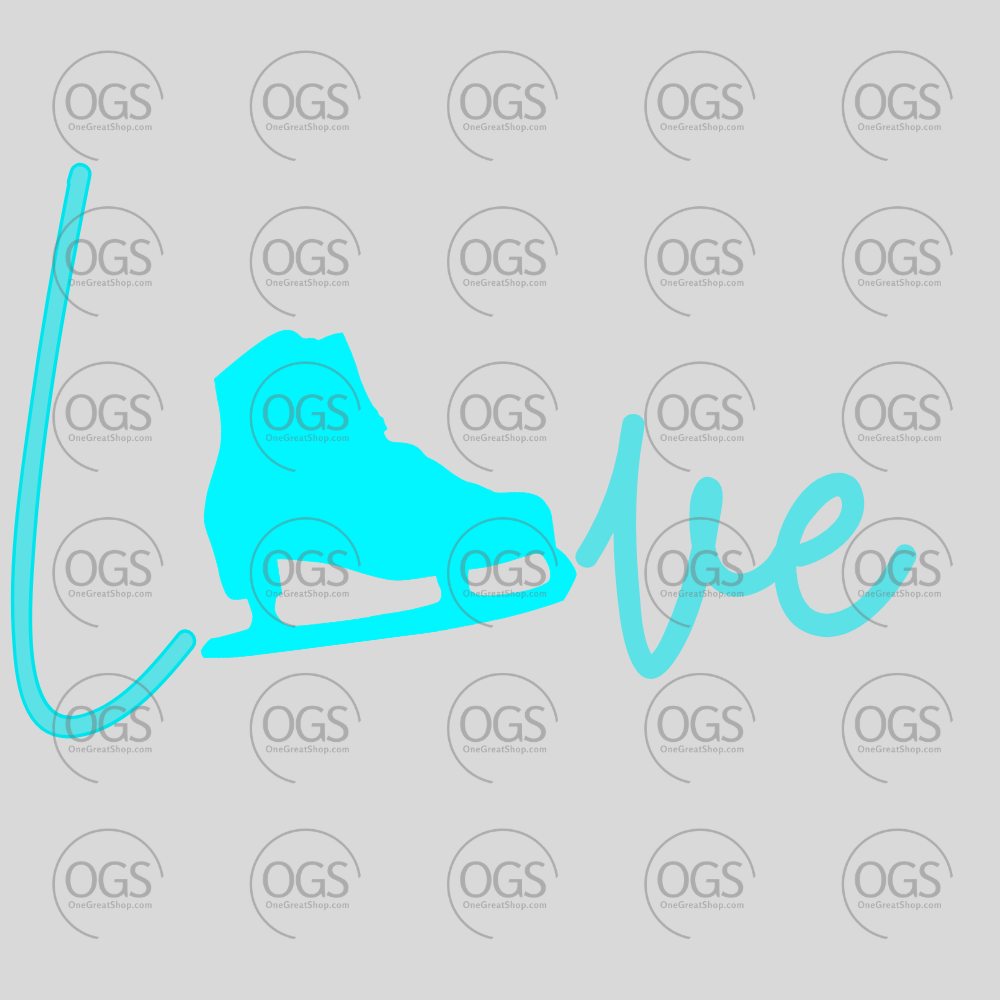 Figure Skating Design Love with Skate in Light Blue