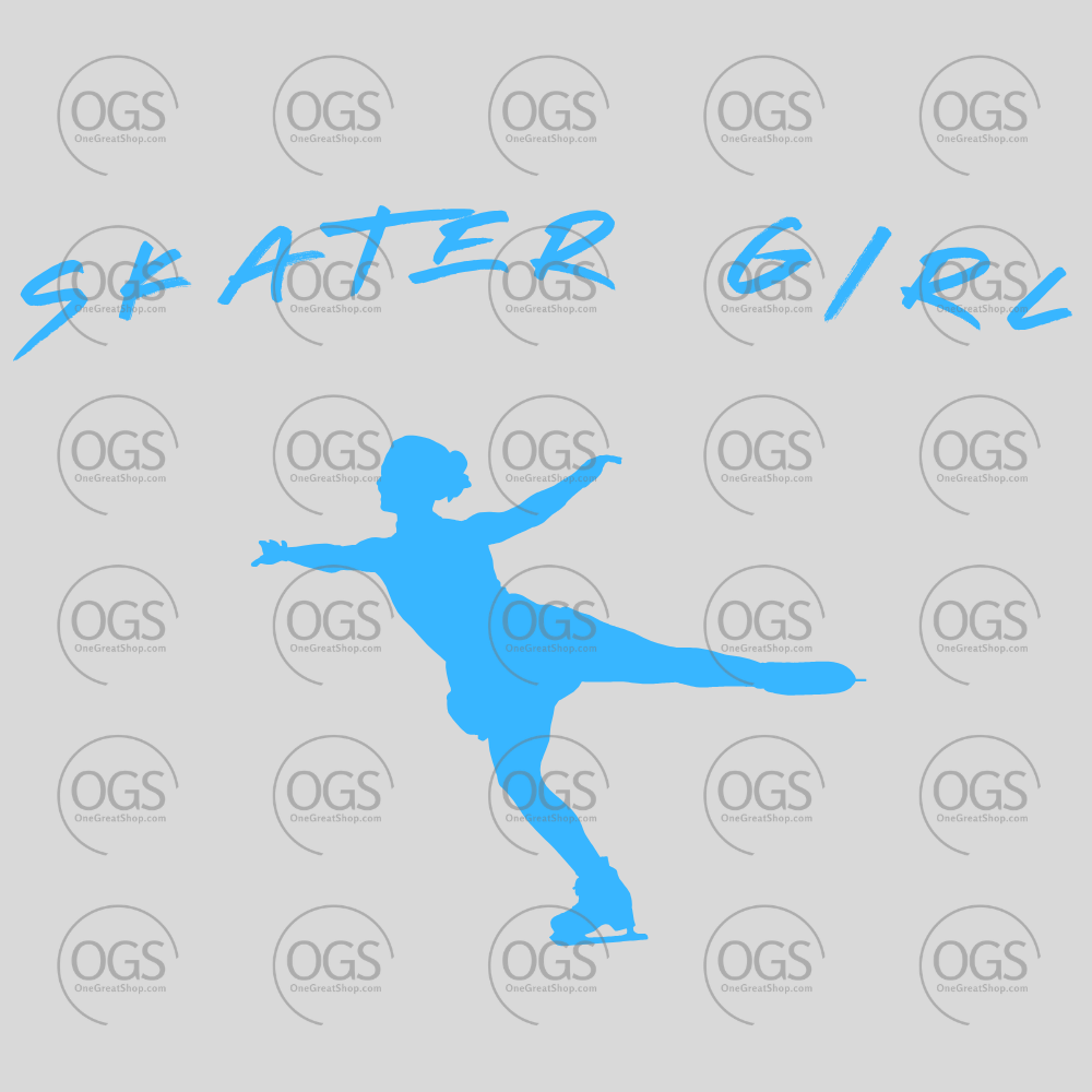 Blue silhouette of a skater with 'Skater Girl'.