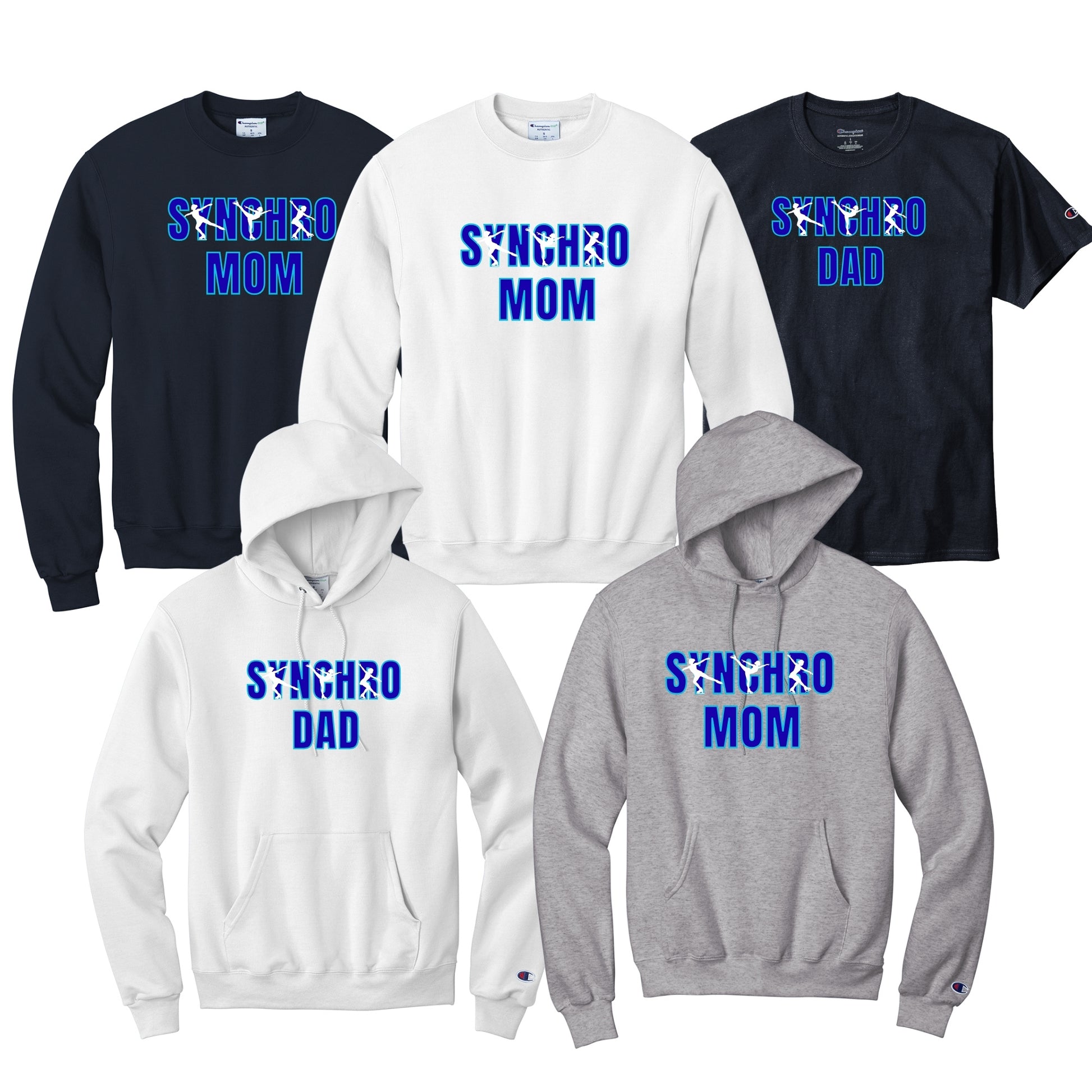 Synchronized Skating Design Synchro Mom or Synchro Dad in blue with female elements on your choice of apparel.