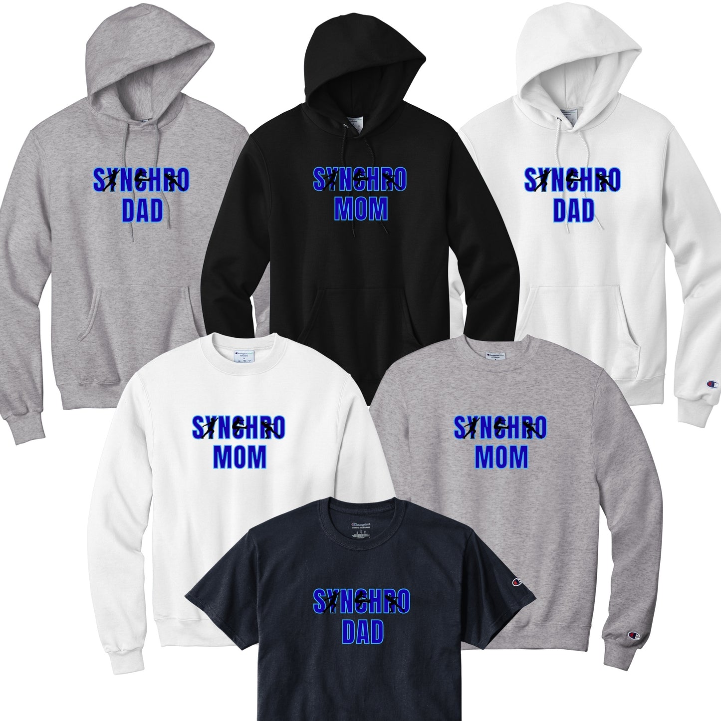 Synchronized Skating Design Synchro Mom or Synchro Dad in Blue with Male Elements on your choice of apparel.