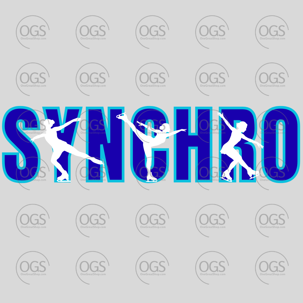 Synchronized Skating Design Synchro Word with Female Elements in Blue.