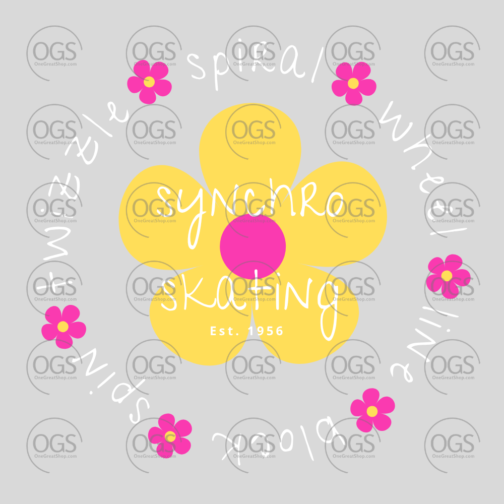 Synchro Design Synchro Elements with yellow flower and white font.