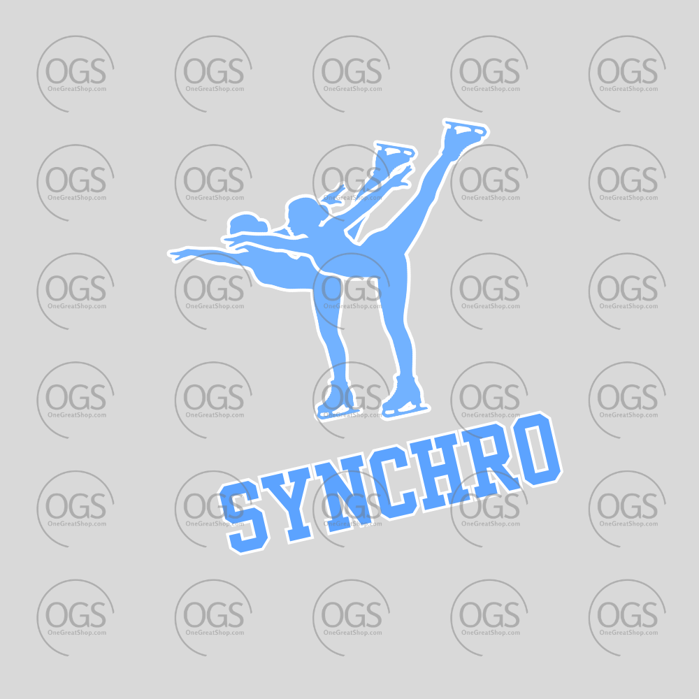 Synchro skating design with two skaters in blue.