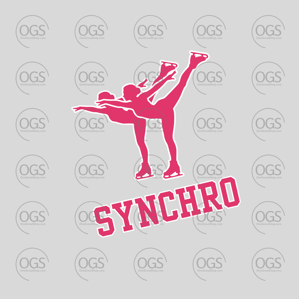 Synchro skating design with two skaters in pink.