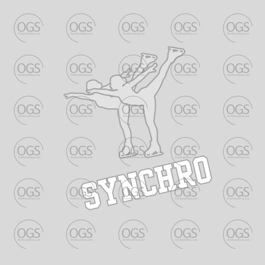 Synchro skating design with two skaters in white.