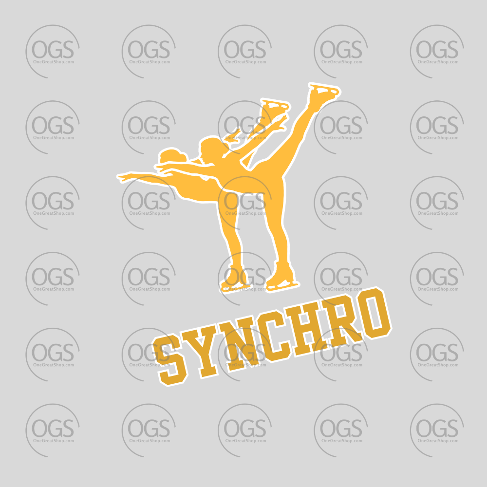 Synchro skating design with two skaters in yellow.
