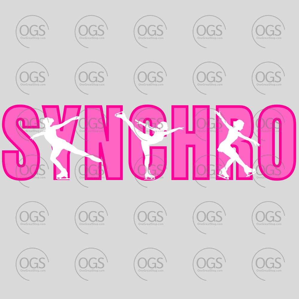 Synchronized Skating Design Synchro Word with Female Elements in Pink.