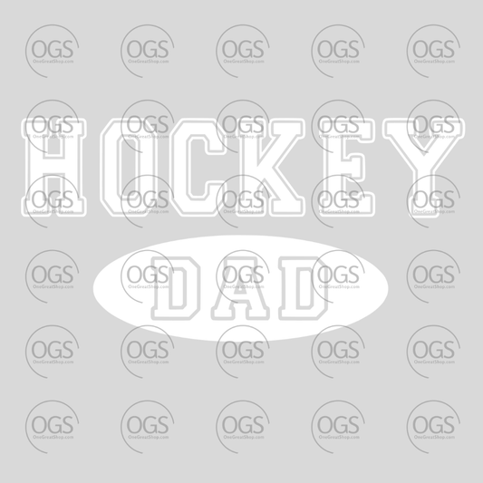 hockey dad in white font