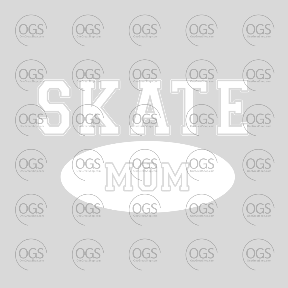 Text 'SKATE MOM' white font on figure skating apparel.