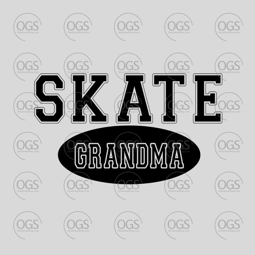 Text 'SKATE GRANDMA' in black font