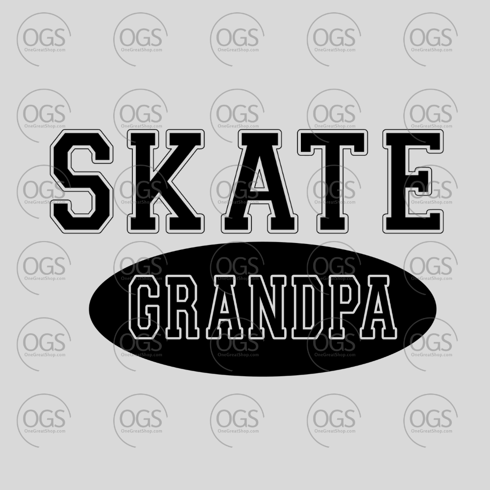 Text 'SKATE GRANDPA' in black or white font