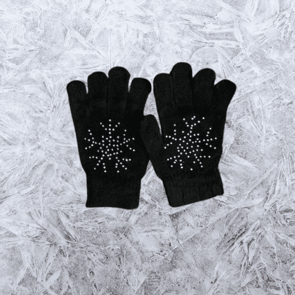 Knit Gloves with Snowflake Rhinestone Embellishment