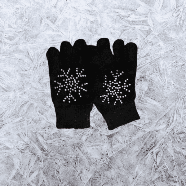 Knit Gloves with Snowflake Rhinestone Embellishment