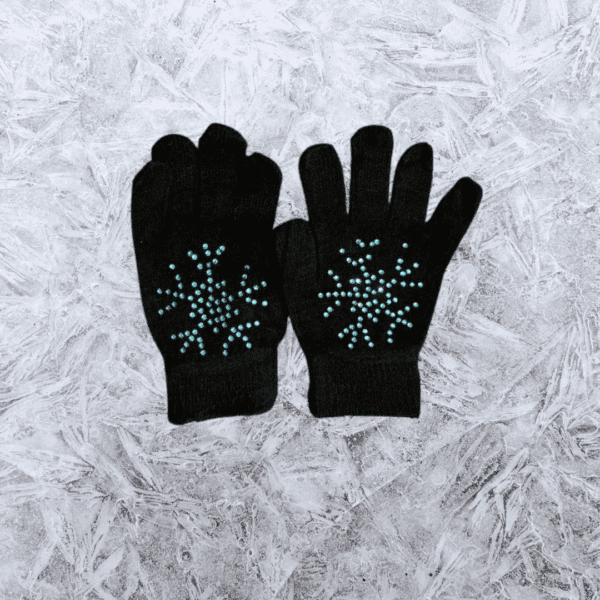 Knit Gloves with Snowflake Rhinestone Embellishment