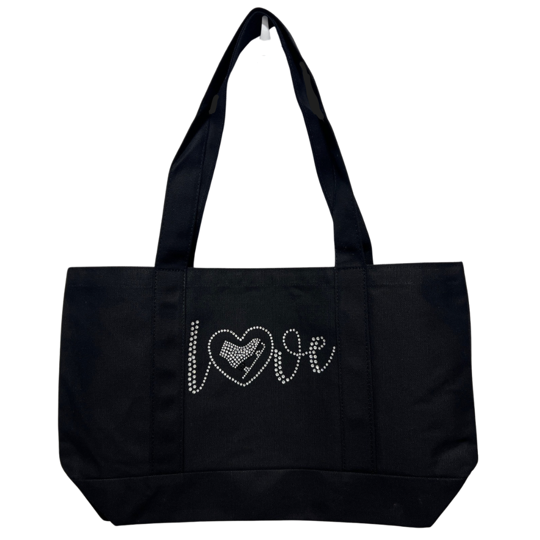 Black Tote with Love Figure Skating Embellishment