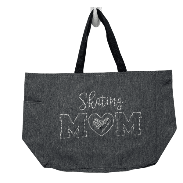 Gray Tote with "Skating Mom" Rhinestone Embellishment